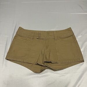 Aeropostale Mini Shorts Women's 5/6 Khaki Y2K Micro Low Rise Limited Edition